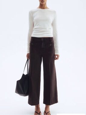H&M Wide Leg Crop Jeans in Dark Brown